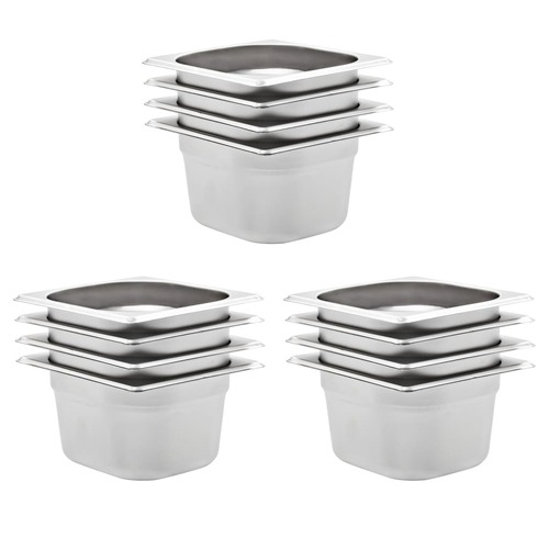 Gastronorm Containers 12 pcs GN 1/6 100 mm Stainless Steel