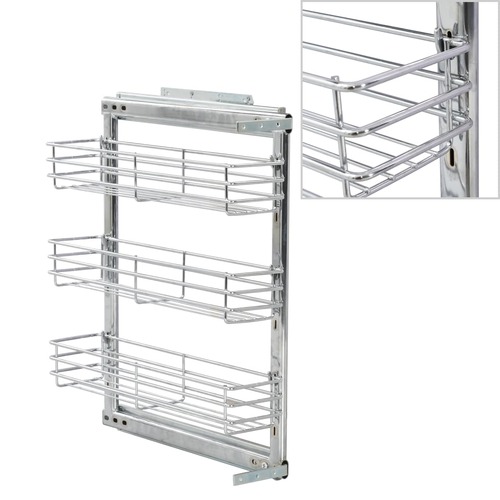 3-Tier Pull-out Kitchen Wire Basket Silver 47x15.5x55.5 cm