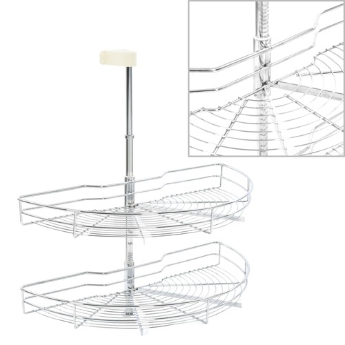 2-Tier Kitchen Wire Basket Silver 180 Degree 75x38x80 cm