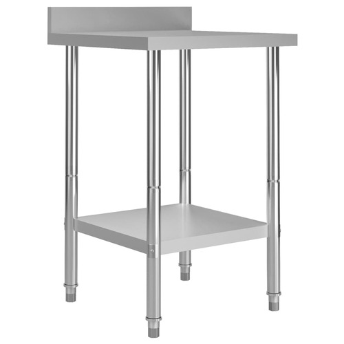 Kitchen Work Table with Backsplash 60x60x93 cm Stainless Steel