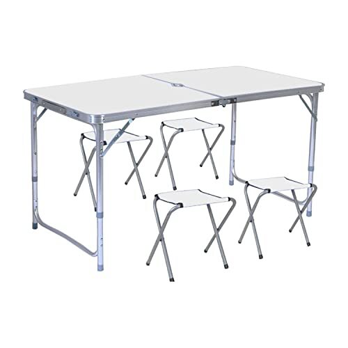 KILIROO Camping Table 120cm Silver With 4 Chair