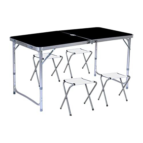 KILIROO Camping Table 120cm Black With 4 Chair