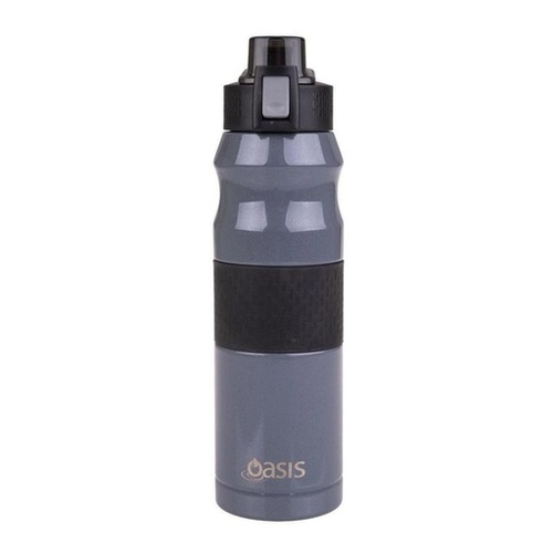 Oasis Stainless Steel Double Wall Insulated Flip-Top Sports Bottle 600Ml - Charcoal Grey 8874CG