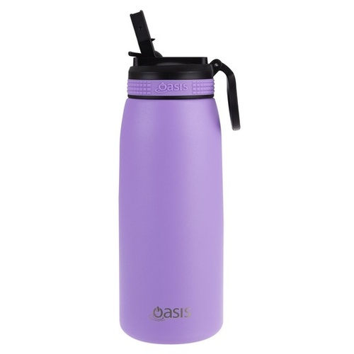 Oasis Stainless Steel Double Wall Insulated Sports Bottle with Sipper Straw Lavender 780ml