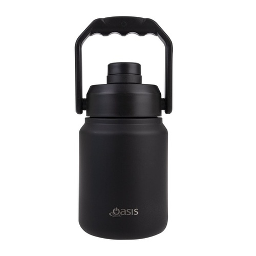 Oasis Stainless Steel Double Wall Insulated Mini Jug with Carry Handle Black 1.2L Mini Jug