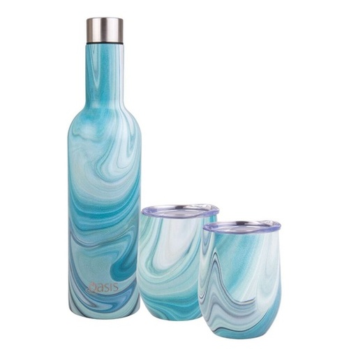 Oasis 3 Piece Stainless Steel Double Wall Insulated Wine Traveller Gift Set - Whitehaven 8898-3WH