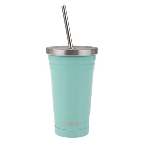 Oasis Stainless Steel Double Wall Insulated Smoothie Tumbler W/ Straw 500Ml - Spearmint 8920SM