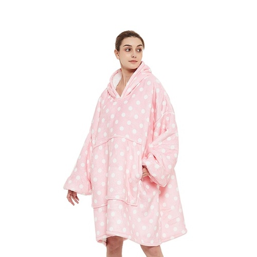 GOMINIMO Hoodie Blanket Light Pink Polka Dot Design