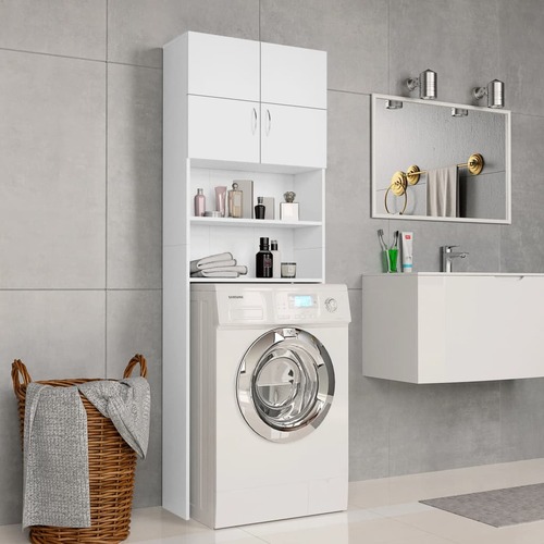 Washing Machine Cabinet White 64x25.5x190 cm Chipboard