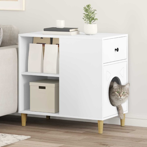 Cat House White 72 x 42.5 x 70 cm Engineered Wood