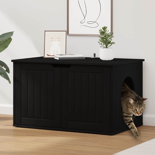 Cat House Black 85 x 55 x 50 cm Engineered Wood