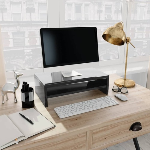 Monitor Stand High Gloss Black 42x24x13 cm Chipboard