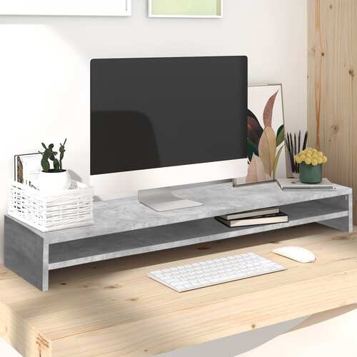 Monitor Stand Concrete Grey 100x24x13 cm Engineered Wood