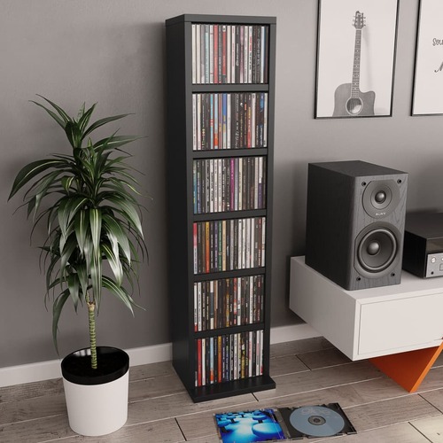CD Cabinet Black 21x20x88 cm Engineered Wood