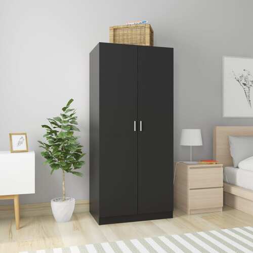 Wardrobe Black 80x52x180 cm Engineered Wood