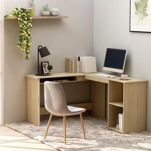 L-Shaped Corner Desk Sonoma Oak 120x140x75 cm Engineered Wood
