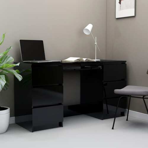 Writing Desk High Gloss Black 140x50x77 cm Chipboard