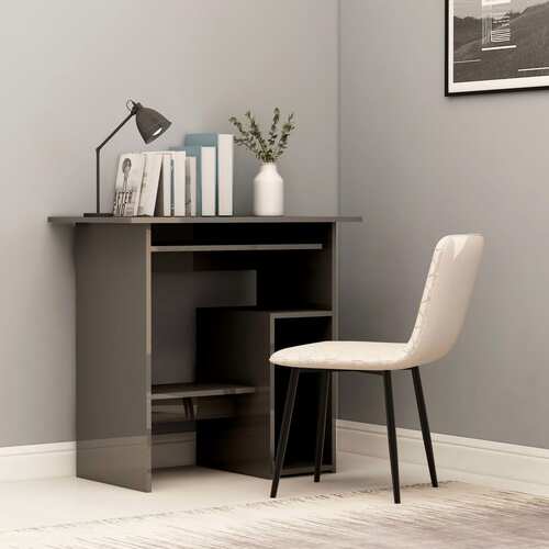 Desk High Gloss Grey 80x45x74 cm Engineered Wood