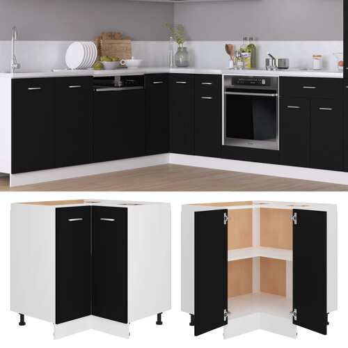 Corner Bottom Cabinet Black 75.5x75.5x80.5 cm Engineered Wood