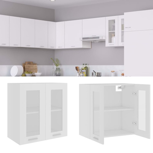 Hanging Glass Cabinet Lyon White 60x31x60 cm Engineered Wood