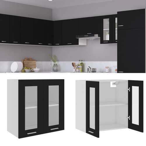 Hanging Glass Cabinet Lyon Black  60x31x60 cm Engineered Wood