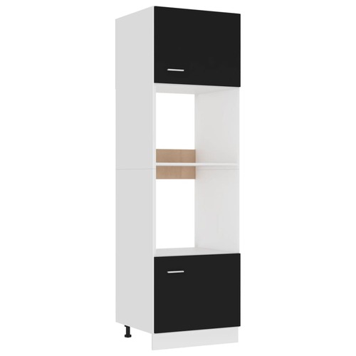 Microwave Cabinet Lyon Black 60x57x207 cm Engineered Wood