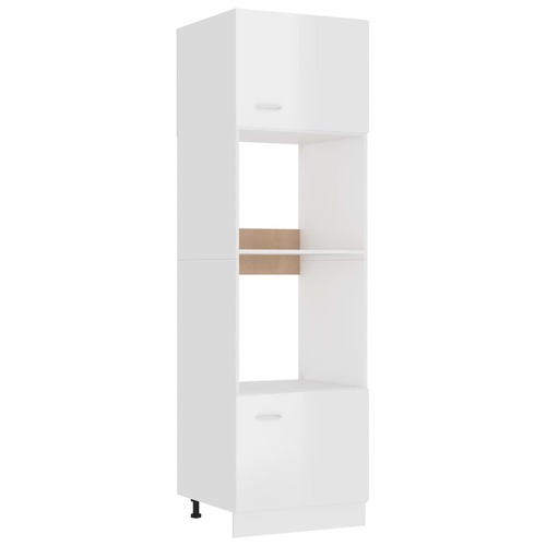 Microwave Cabinet High Gloss White 60x57x207 cm Engineered Wood