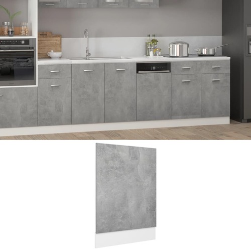 Dishwasher Panel Concrete Grey 45x3x67 cm Chipboard