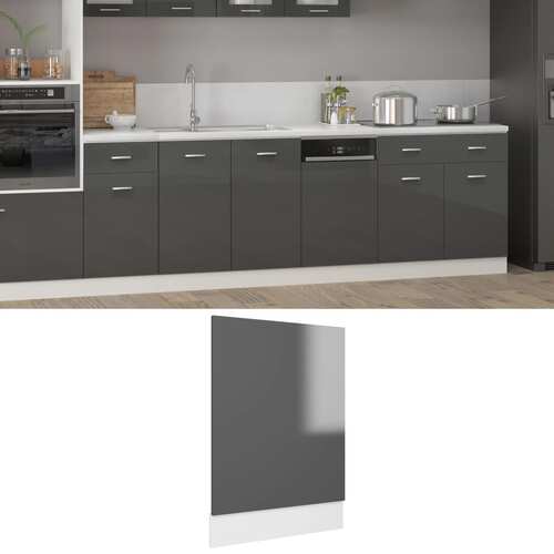 Dishwasher Panel High Gloss Grey 45x3x67 cm Engineered Wood