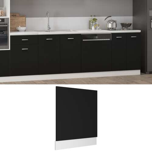 Dishwasher Panel Black 59.5x3x67 cm Engineered Wood