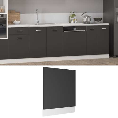 Dishwasher Panel Grey 59.5x3x67 cm Engineered Wood