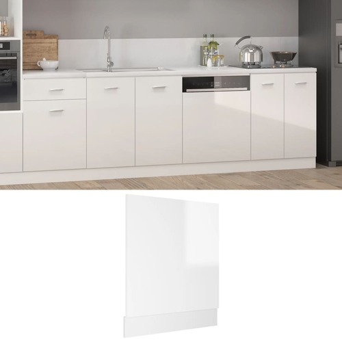 Dishwasher Panel High Gloss White 59.5x3x67 cm Engineered Wood