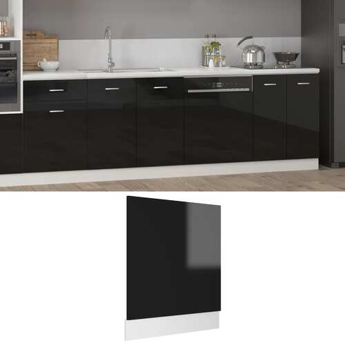 Dishwasher Panel High Gloss Black 59.5x3x67 cm Engineered Wood