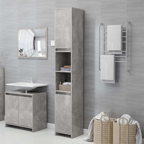 Bathroom Cabinet Concrete Grey 30x30x183.5 cm Chipboard