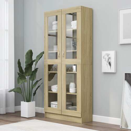 Vitrine Cabinet Sonoma Oak 82.5x30.5x185 cm Engineered Wood