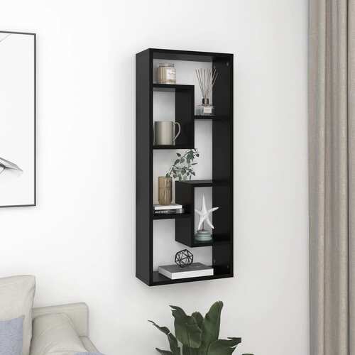 Wall Shelf Black 36x16x90 cm Engineered Wood