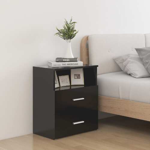 Bed Cabinet Black 50x32x60 cm