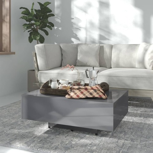 Coffee Table High Gloss Grey 85x55x31 cm Engineered Wood