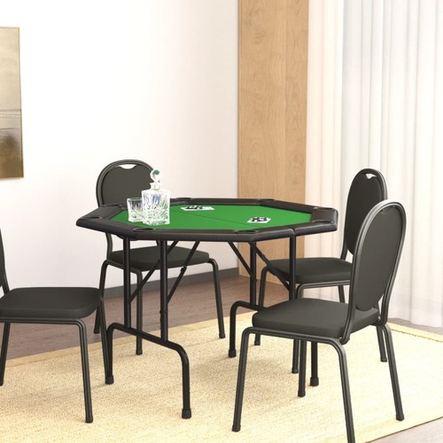 8-Player Folding Poker Table Green 108x108x75 cm