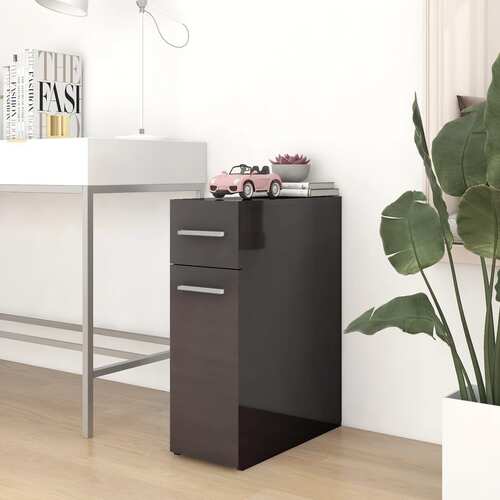 Apothecary Cabinet High Gloss Grey 20x45.5x60 cm Chipboard