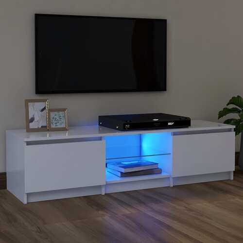 TV Cabinet with LED Lights White 120x30x36 cm