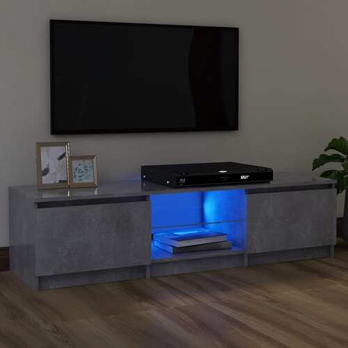 TV Cabinet with LED Lights Concrete Grey 120x30x36 cm