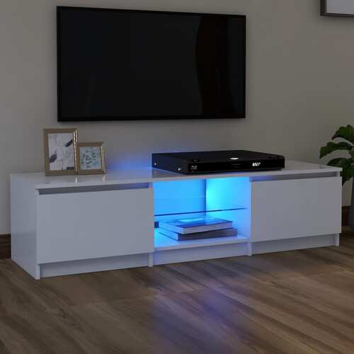 TV Cabinet with LED Lights White 140x40x36 cm