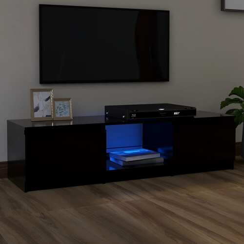 TV Cabinet with LED Lights Black 140x40x36 cm