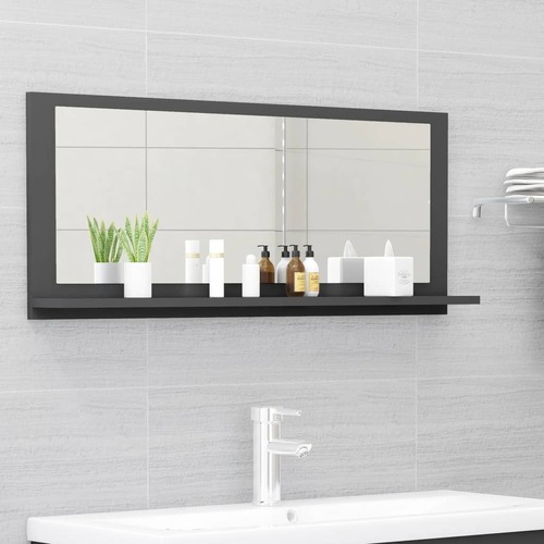 Bathroom Mirror Grey 90x10.5x37 cm Engineered Wood