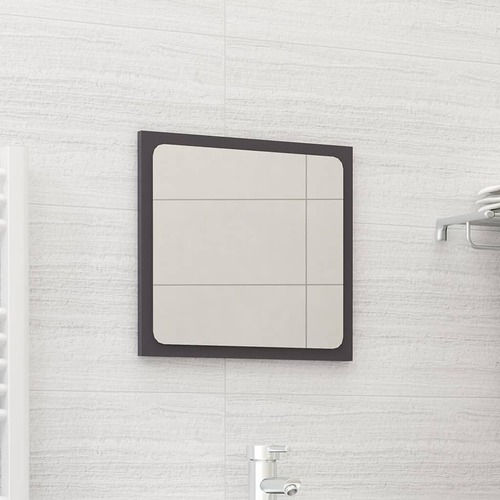 Bathroom Mirror High Gloss Grey 40x1.5x37 cm Engineered Wood