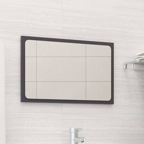 Bathroom Mirror High Gloss Grey 60x1.5x37 cm Engineered Wood
