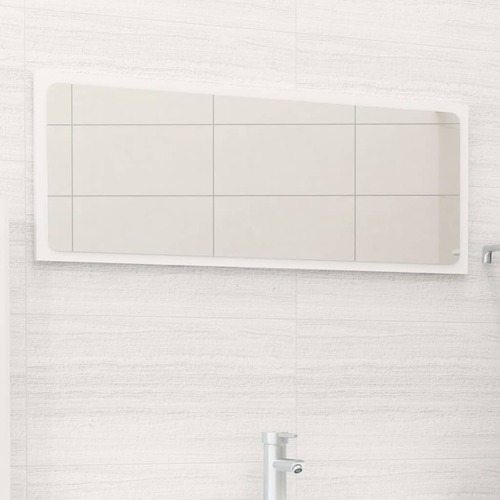 Bathroom Mirror High Gloss White 90x1.5x37 cm Engineered Wood