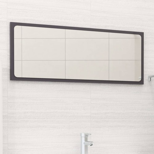 Bathroom Mirror High Gloss Grey 90x1.5x37 cm Engineered Wood