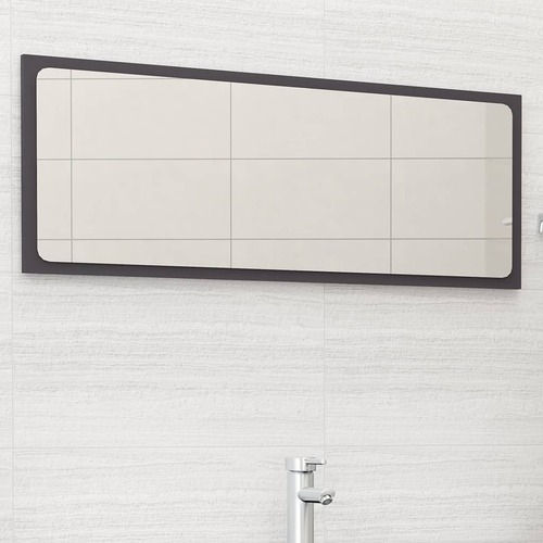 Bathroom Mirror Grey 100x1.5x37 cm Engineered Wood